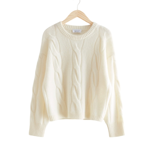 & Other Stories Sweaters - & Other Stories Cableknit Wool Blend Cream Parisian Style Size XS